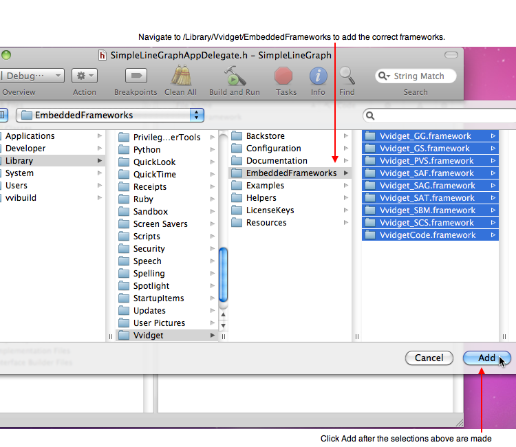 Add Embedded Frameworks