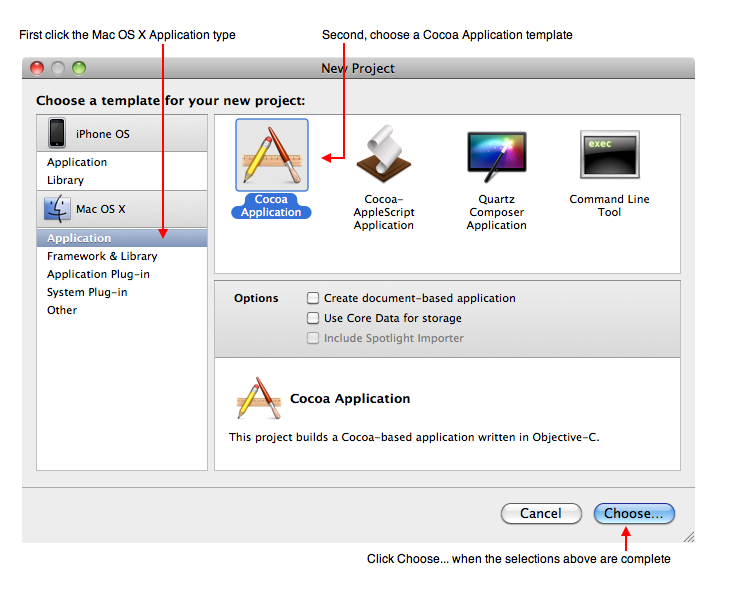 Making A New Cocoa Application Project